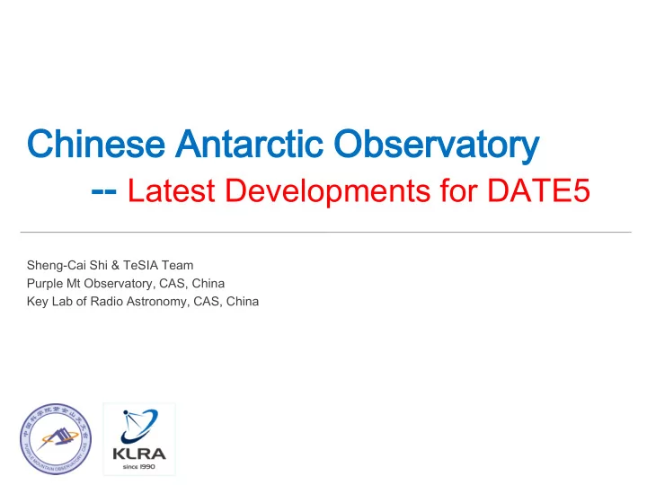 chines nese an antarc rctic ic observ ervat atory ory