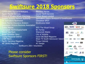 Swiftsure 2018 Sponsors  Canoe Cove Marina &amp; Boatyard  Blackline Marine  Raven Marine Services