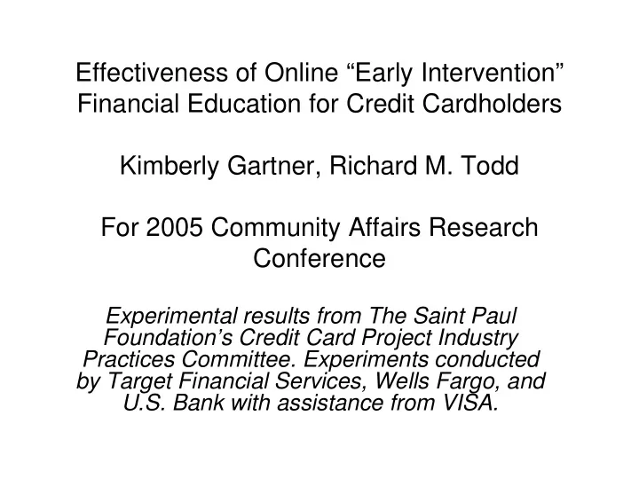 effectiveness of online early intervention financial