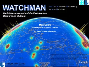 Mark Gerling for the WATCHMAN Collaboration  Background at Depth Gerling  Mark Gerling  Mark
