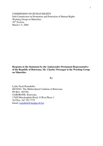 COMMISSION ON HUMAN RIGHTS  Sub-Commission on Promotion and Protection of Human Rights  Working