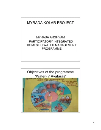 MYRADA KOLAR PROJECT  MYRADA ARGHYAM  PARTICIPATORY INTEGRATED  DOMESTIC WATER MANAGEMENT