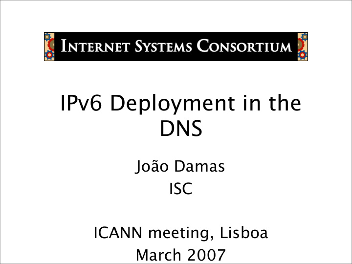 ipv6 deployment in the dns