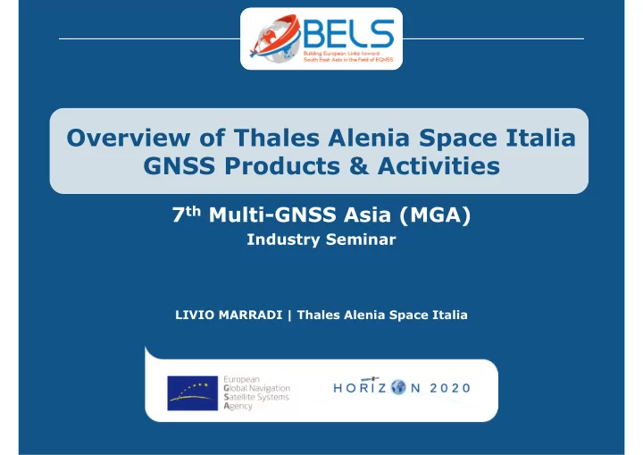 overview of thales alenia space italia gnss products amp