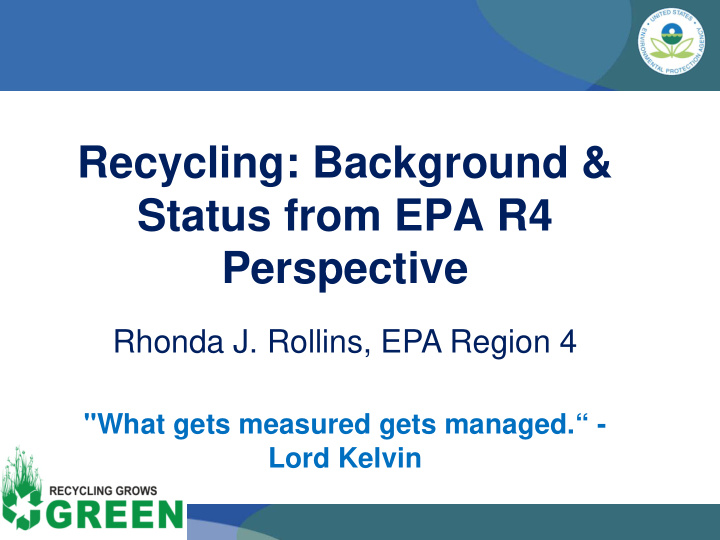 recycling background status from epa r4 perspective