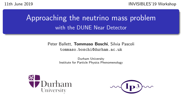 approaching the neutrino mass problem