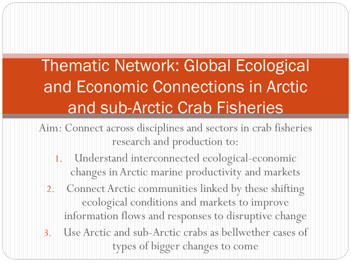 thematic network global ecological and economic