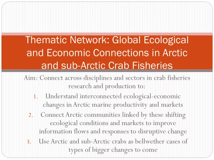 thematic network global ecological and economic