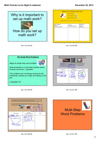 MultiStep  Word Problems  Numbers  Tape Diagram  Check  (Standard Algorithm)  Nov 153:48 PM