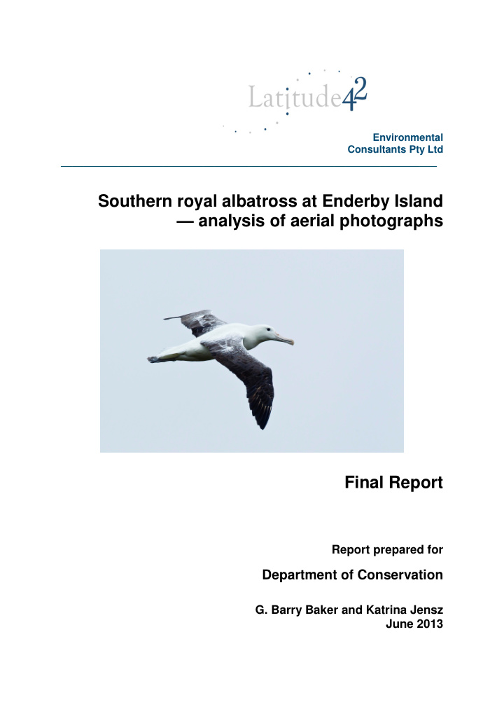 southern royal albatross at enderby island analysis of