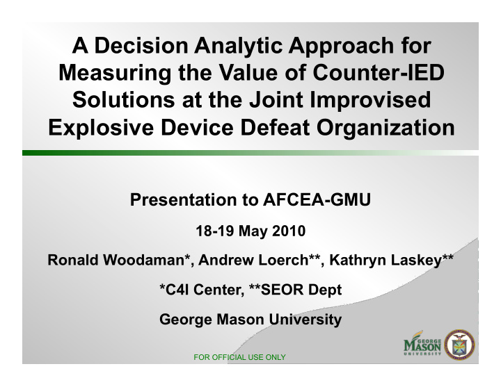 a decision analytic approach for measuring the value of
