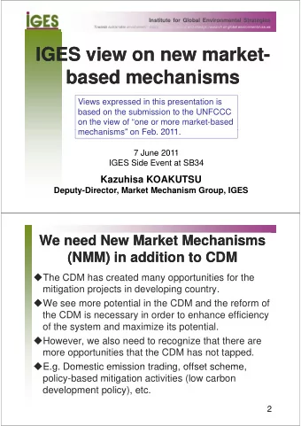 IGES view on new market  IGES view on new market-  IGES view on new market  IGES view on new market