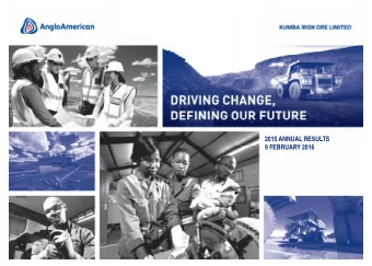2015 ANNUAL RESULTS  9 FEBRUARY 2016  DISCLAIMER  Certain statements made in this presentation