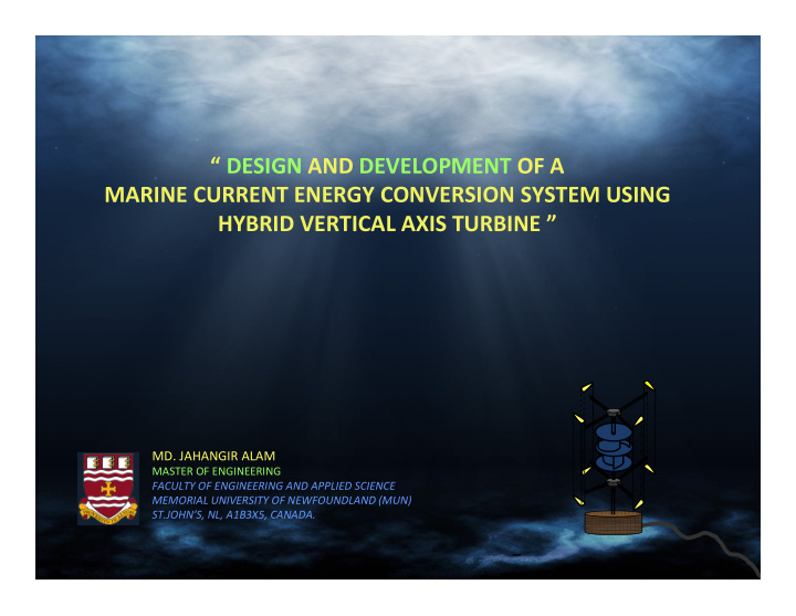 design and development of a marine current energy