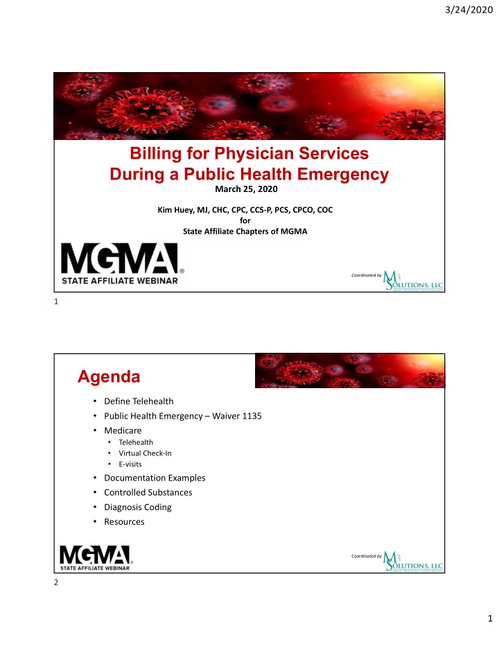 billing for physician services during a public health