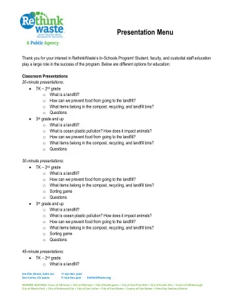 o How can we prevent food from going to the landfill? o What items belong in the compost,