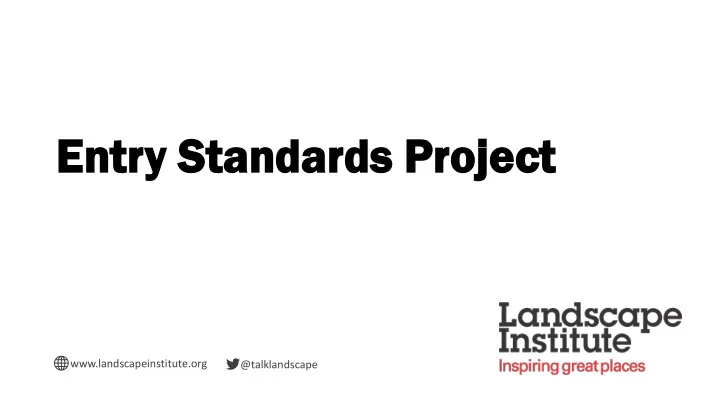 en entr try y stan andards dards pr proj oject ect