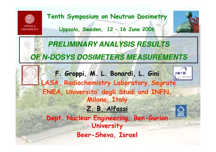 preliminary analysis results s s s s of n dosys