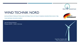 WIND TECHNIK NORD  DEVELOPMENT, PRODUCTION AND DISTRIBUTION OF WIND TURBINE GENERATORS SINCE 1986