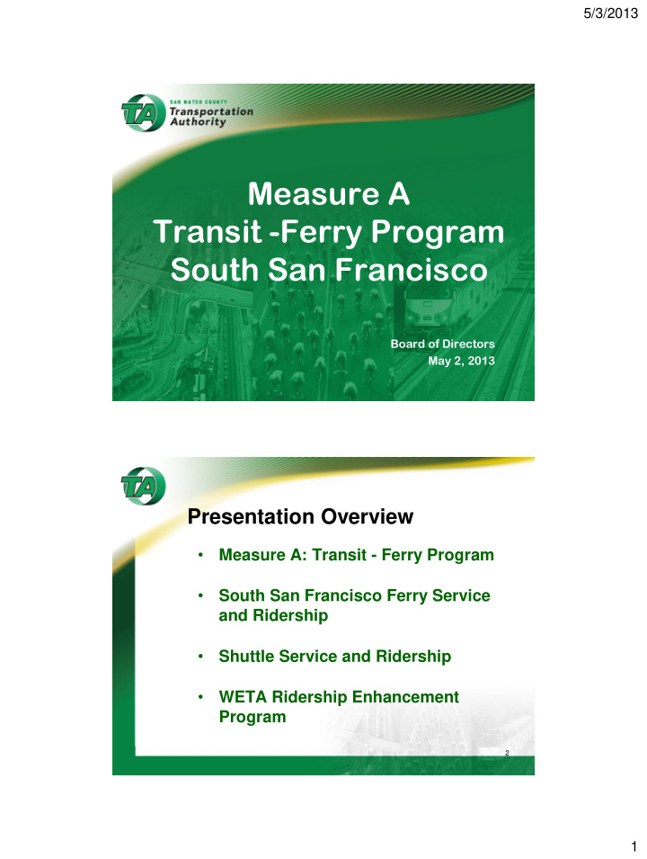 transit ferry program