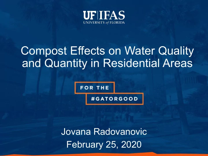 compost effects on water quality and quantity in