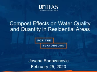 Compost Effects on Water Quality  and Quantity in Residential Areas  Jovana Radovanovic  February