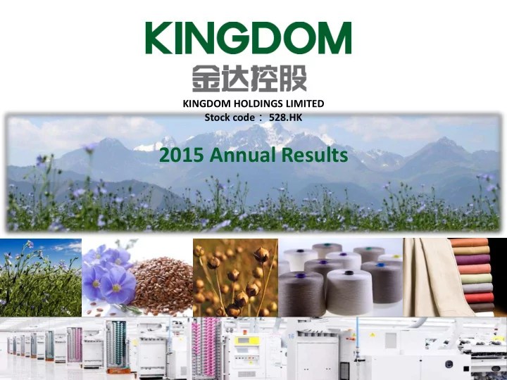 2015 annual results company overview