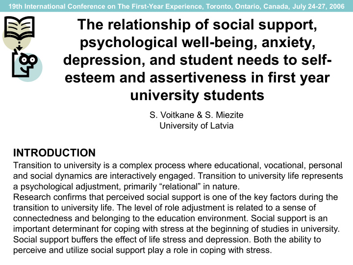 the relationship of social support psychological well