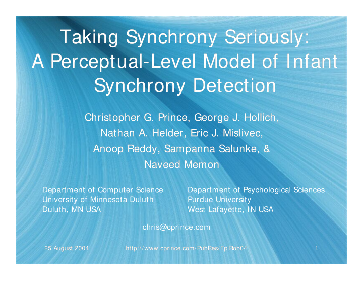 taking synchrony seriously taking synchrony seriously a