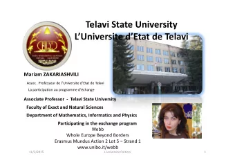Telavi State University  LUniversite dEtat de Telavi  Mariam ZAKARIASHVILI  Assoc .