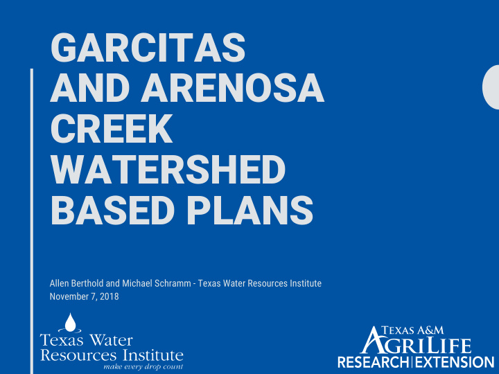 garcitas and arenosa creek watershed based plans
