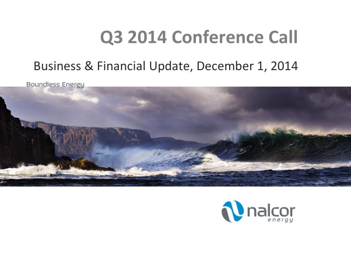 q3 2014 conference call
