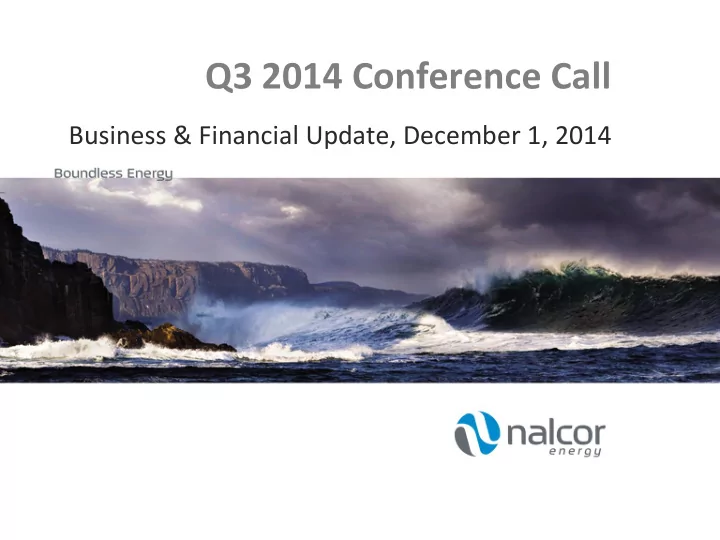q3 2014 conference call