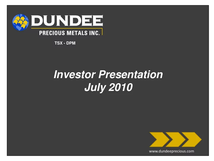 investor presentation july 2010