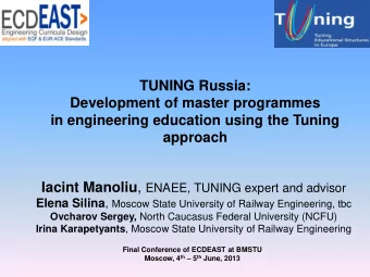 TUNING Russia:  Development of master programmes  in engineering education using the Tuning