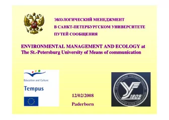 ENVIRONMENTAL MANAGEMENT AND ECOLOGY at  ENVIRONMENTAL MANAGEMENT AND ECOLOGY at  The