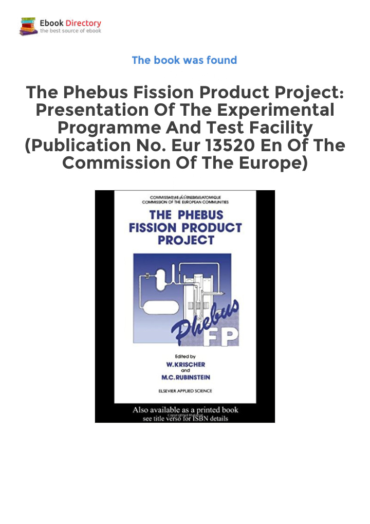download the phebus fission product project presentation