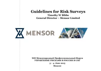 Guidelines for Risk Surveys  Timothy W Bibbs  General Director  Mensor Limited  III