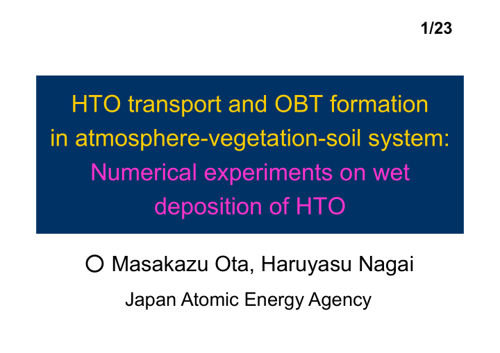 hto transport and obt formation in atmosphere vegetation