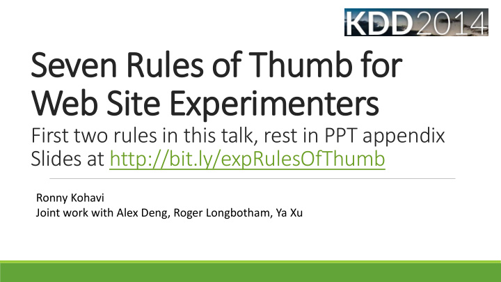 seven rules of thumb for web site experimenters