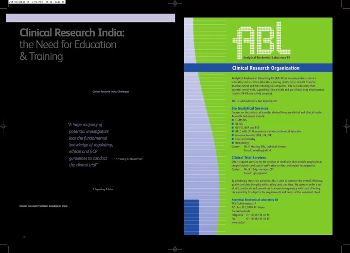 clinical research india the need for education amp