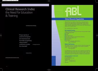 Clinical Research India:  the Need for Education  &amp; Training  Clinical trials were initiated