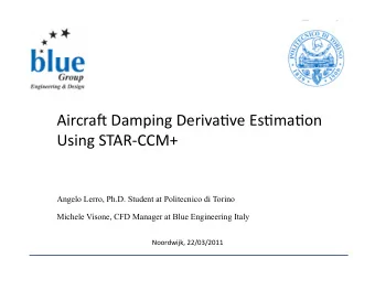 Aircra&amp; Damping Deriva/ve Es/ma/on  Using STARCCM+  Angelo Lerro, Ph.D. Student at