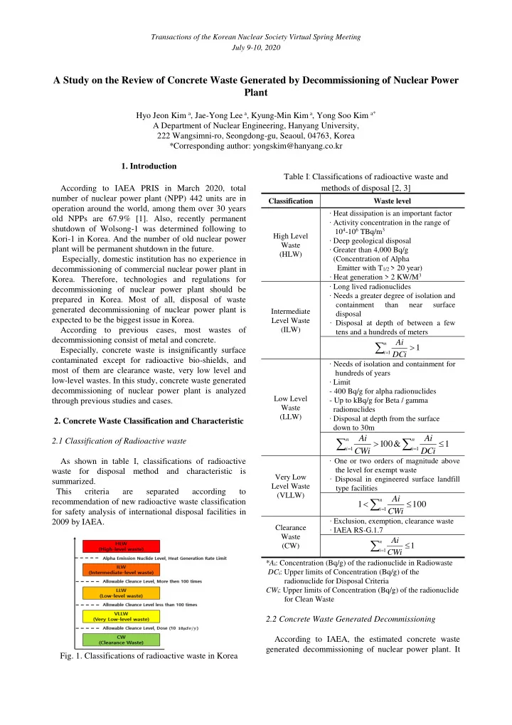 ai ai 2 1 classification of radioactive waste n n 1 00 1