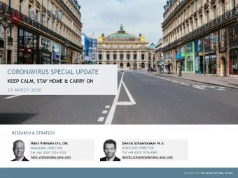 CORONAVIRUS SPECIAL UPDATE  KEEP CALM, STAY HOME &amp; CARRY ON  19 MARCH 2020  RESEARCH &amp;