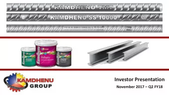 Investor Presentation November 2017  Q2 FY18  Safe Harbor This presentation and the accompanying