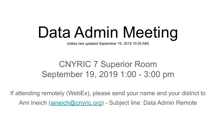 data admin meeting