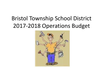 2017-2018 Operations Budget  2016-2017  Operations Objectives  1. Maintainability  Continue