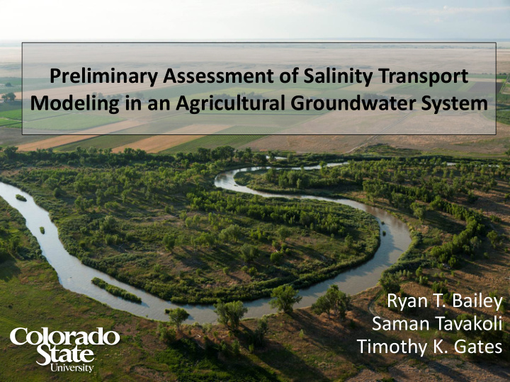 preliminary assessment of salinity transport modeling in