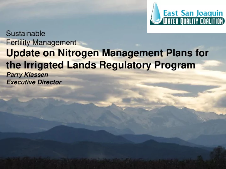sustainable fertility management update on nitrogen